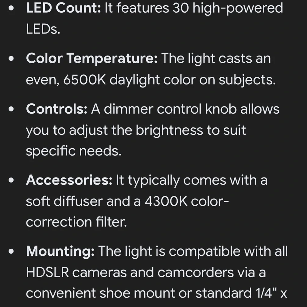 Sunpak LED 30 Video Light - Black